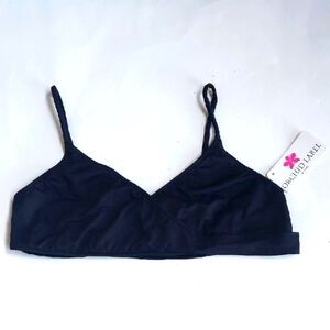 NWT Orchid Label By Sabz Solid Black Emma Wrap Bikini Top Size Medium